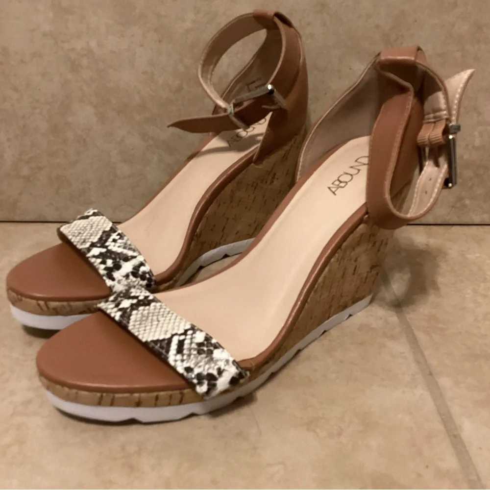 Brown and Snake Print Wedge Sandals
